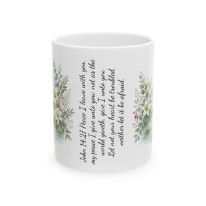 John 14:27 Floral Scripture Mug | Peace I Leave With You Ceramic Mug