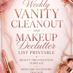 Weekly Vanity Cleanout and Makeup Declutter List Printable, Beauty Organization Template, Skincare Inventory Tracker, Salon Templates