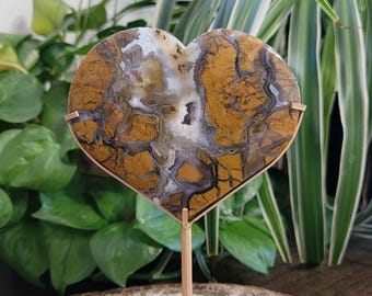 Ibis Jasper (Brecciated Jasper) | Heart with Stand | Emotional Healing and Mental Clarity