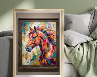 Colorful horse portrait abstract painting