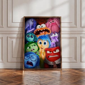 Poster di Inside Out 2 | Arte murale Pixar sulle emozioni | Stampa di un film d'animazione | Decorazione colorata per la famiglia | Poster Gioia e Ansia | Fan poison