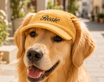Chapéus de veludo cotelê personalizados para animais de estimação: Chapéus de aniversário para pets | Chapéus para cães e gatos | Tamanhos do pequeno ao grande | Fotografia de animais de estimação
