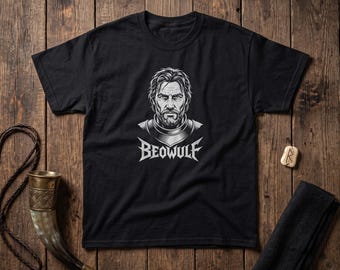 Beowulf Graphic Tee, Old English Epic Viking Warrior T-Shirt