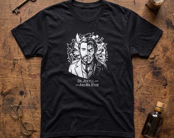 Jekyll and Hyde Graphic Tee, Gothic Horror Split Face Classic T-Shirt