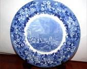 Wedgwood Plate Transferware The Boston Tea Party Pattern 1930s Vintage Collectible Kitchen Home Decor Farmhouse Cottage Chic Souvenir