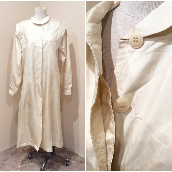 Trench-coat blanc | imperméable alorna vintage des années 80 | Ivory Cream Pearl Veste Légère Manches Longues | Rétro Vêtements d’extérieur Windbreaker Overcoat
