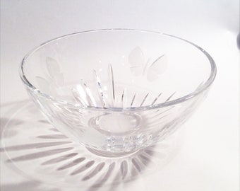 Crystal Waterford Candy Dish with Etched Butterflies on it | Very Elegant | In Great Condition with No Chips or Cracks | Wonderful Gift