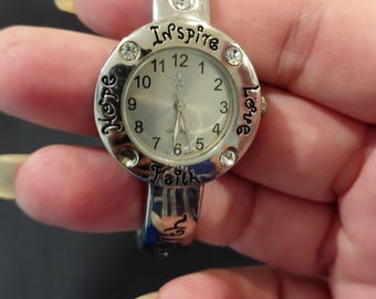 Vintage, Silver-tone, Love, faith, Hope, Inspire, dream watch