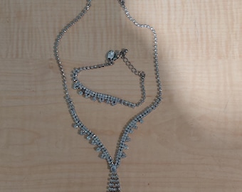 Vintage formal rhinestone set necklace and bracelet