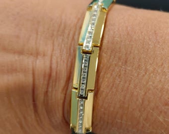 Vintage gold tone and rhinestone bracelet