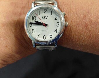 Silver-toned JSJ talking watch