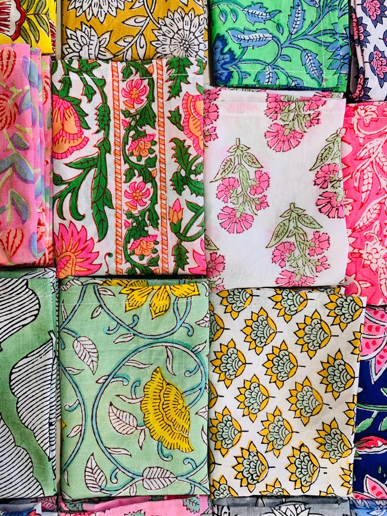 Hand Block Printed Cotton Cloth Napkins – Floral Dinner Napkins, Reusable Eco Friendly Table Napkins, Boho Kitchen Decor image 8