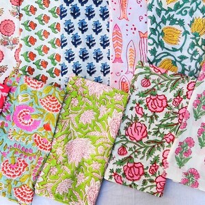 Hand Block Printed Cotton Cloth Napkins – Floral Dinner Napkins, Reusable Eco Friendly Table Napkins, Boho Kitchen Decor image 1