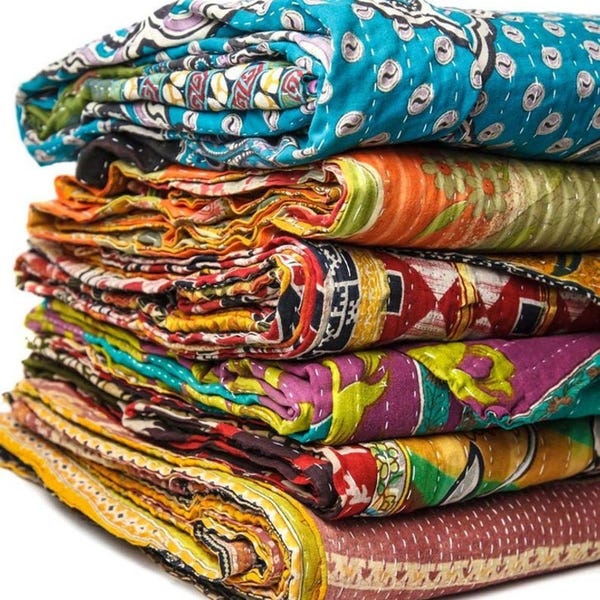 Wholesale Lot of Kantha Quilts Vintage Cotton Bed Cover Old Assorted Rally Gudri Beach Floor Bedspreads Picnic For Blanket