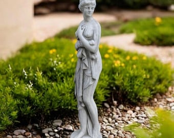 飛び石像 - クラシックな大理石彫刻の女性像、庭園、屋外、屋内用