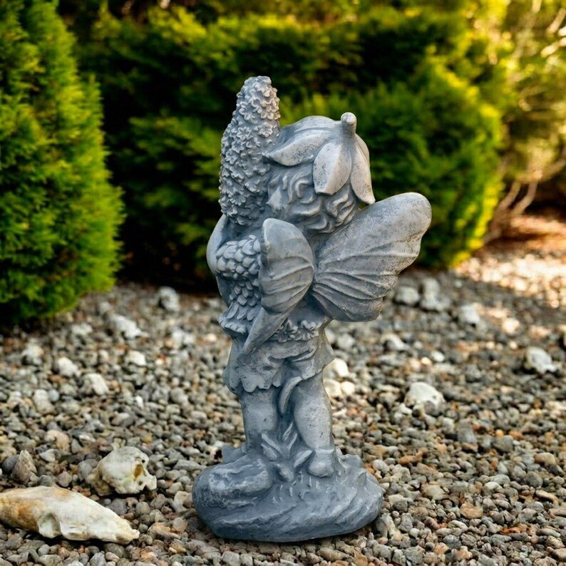 Concrete Elf Statue Fairy Garden Decor Stone Home Ornament Angel ...