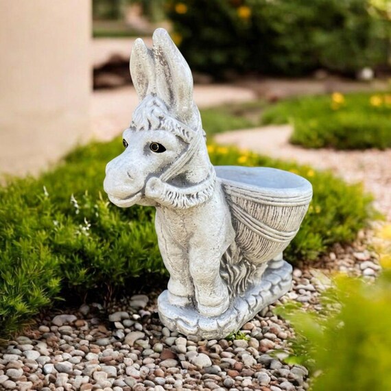 Beton Esel Statue Lustig Bauernhof Dekorstein Gartenfigur Zement Outdoor Esel Gartenskulptur Geschenk für Bauer Wohnkultur Kunst