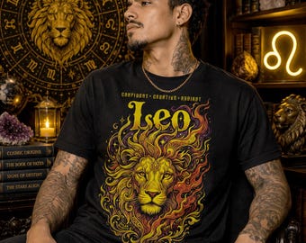 Leo Zodiac Lion T-Shirt | Fiery Astrology Graphic Tee