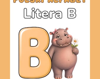 Páginas para colorear del alfabeto polaco: letra B (PDF) / Hojas de trabajo para niños, para aprender a escribir (para niños de 4 a 6 años)