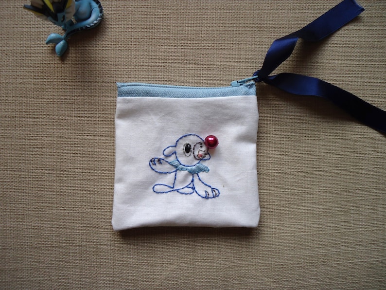Popplio embroidered pouch
