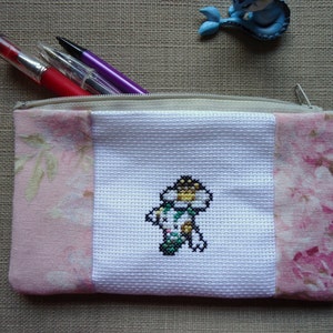 Floette cross stitched pencil bag image 3