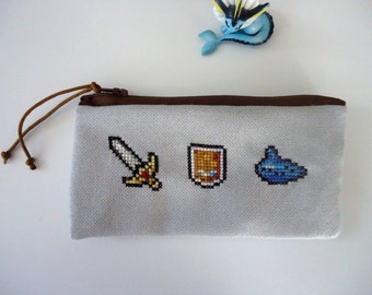 Link's items cross stitched pencil bag