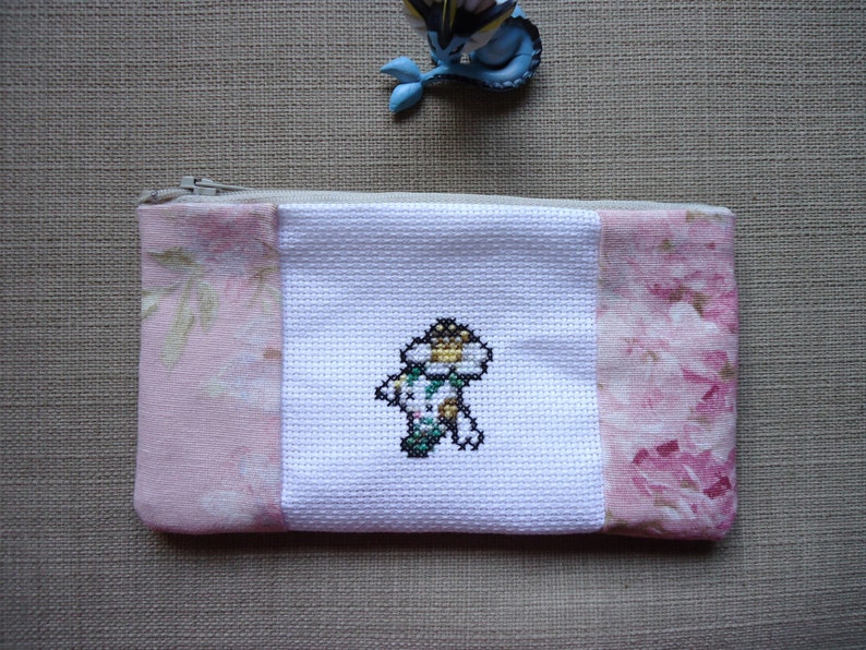 Floette cross stitched pencil bag image 1