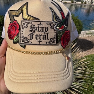 Custom patched trucker hat - Stay Feral