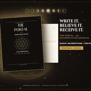 369 Manifestation Journal | Law of Attraction Workbook, Moon Ritual (Digital Download)