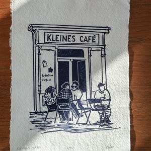 Wienskt kafé | Handgjort linoleumsnitt | Minimalistisk poster A5