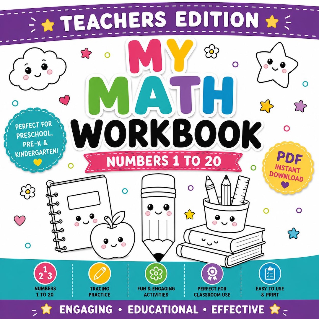 Downloadable Number Tracing Workbook 1-20 Teachers Edition | Preschool ...