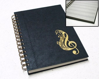 Music composition notebook Black / Blank sheet music notebook / music staff pages / manuscript