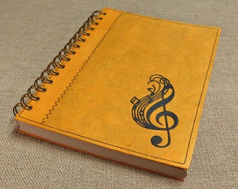 Music composition notebook Yellow / Blank sheet music notebook / music staff pages / manuscript