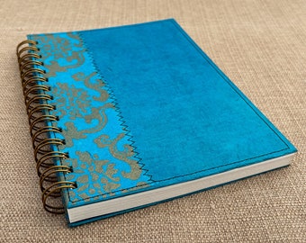 Blank Turquoise Blue Notebook / blue journal / eco friendly recycled notebook / sketchbook / unlined notebook / art journal / travel journal