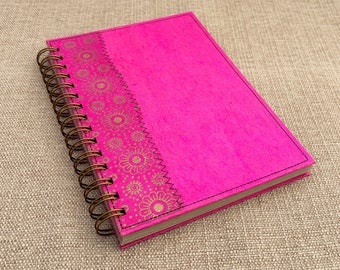 Blank A5 Spiral Notebook Pink Daisy / recycled notebook / sketchbook / unlined notebook / art journal / travel journal / pink journal