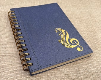 Music composition notebook Navy Blue / Blank sheet music notebook / music staff pages / manuscript