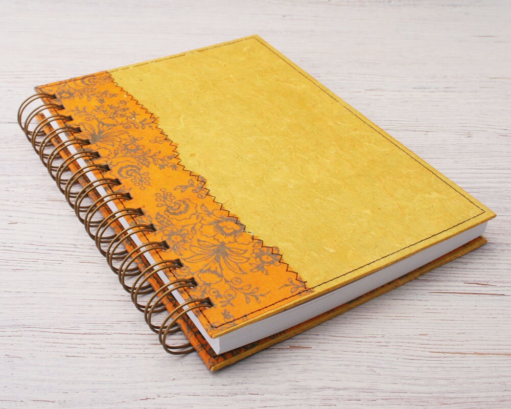 Lined Yellow Notebook / yellow journal / spiral bound notebook Etsy
