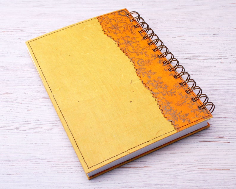 Lined Yellow Notebook / yellow journal / spiral bound notebook Etsy