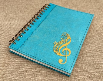 Music composition notebook Blue / Blank sheet music notebook / music staff pages / manuscript