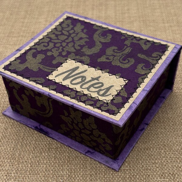 Note box Purple Royale / notepaper holder / purple desk accessory / ecofriendly office