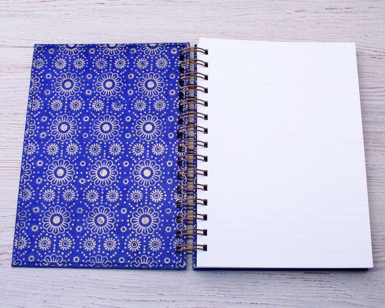 Lined Notebook bright blue / blue journal / spiral bound Etsy