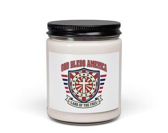 Świeca God Bless America | Zapachowa świeca sojowa, patriotyczna, inspirowana wiarą, vintage, amerykańska, 4 lipca