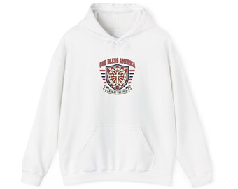 Bluza z kapturem z herbem Faith & Freedom | Patriotyczny, vintage'owy amerykański styl, 4 lipca