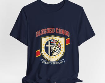 Koszulka z herbem Blessed Congo | Koszulka patriotyczna z wiarą DR Kongo