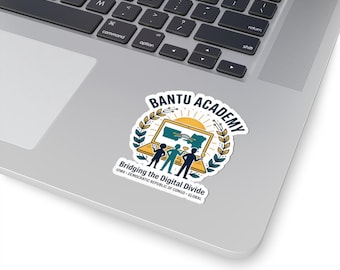 Naklejka z logo Bantu Academy | Niwelowanie cyfrowego podziału, naklejka na laptopa