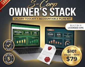 S Corp Bundle Reasonable Salary Calculator + Accountable Plan Template, Home Office Reimbursement Kit, CPA Built Tax Savings Templates