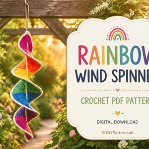 Rainbow Spiral Wind Spinner Crochet Pattern PDF | Hanging Garden Twist Decor | Beginner Friendly | Colorful Home & Porch Decor Tutorial