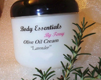 All Natural Handmade Lavender Olive Oil Body Cream 4 oz jar