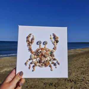 Seashell Crab Wall Art, Handmade Coastal Beach House Decor, Nautical Sea Lover Gift