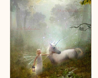 Fairy Art Print .. 'The Journey Home'  Mounted Unmatted  Canvases - Print only - signed and titled By Charlotte Bird